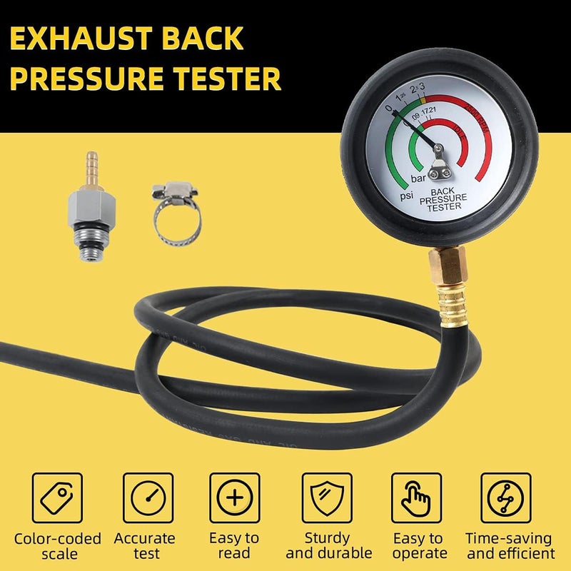 CMTOOL Exhaust Back Pressure Tester Kit with Carton Packaging, Professional Car Exhaust Back Pressure Gauge with 6-Foot Hose, with Adapter & Hose Clamp - Image 2